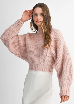 Convertible Sleeve Adaptation Elliot Slouchy Crew Neck Pullover - Rose