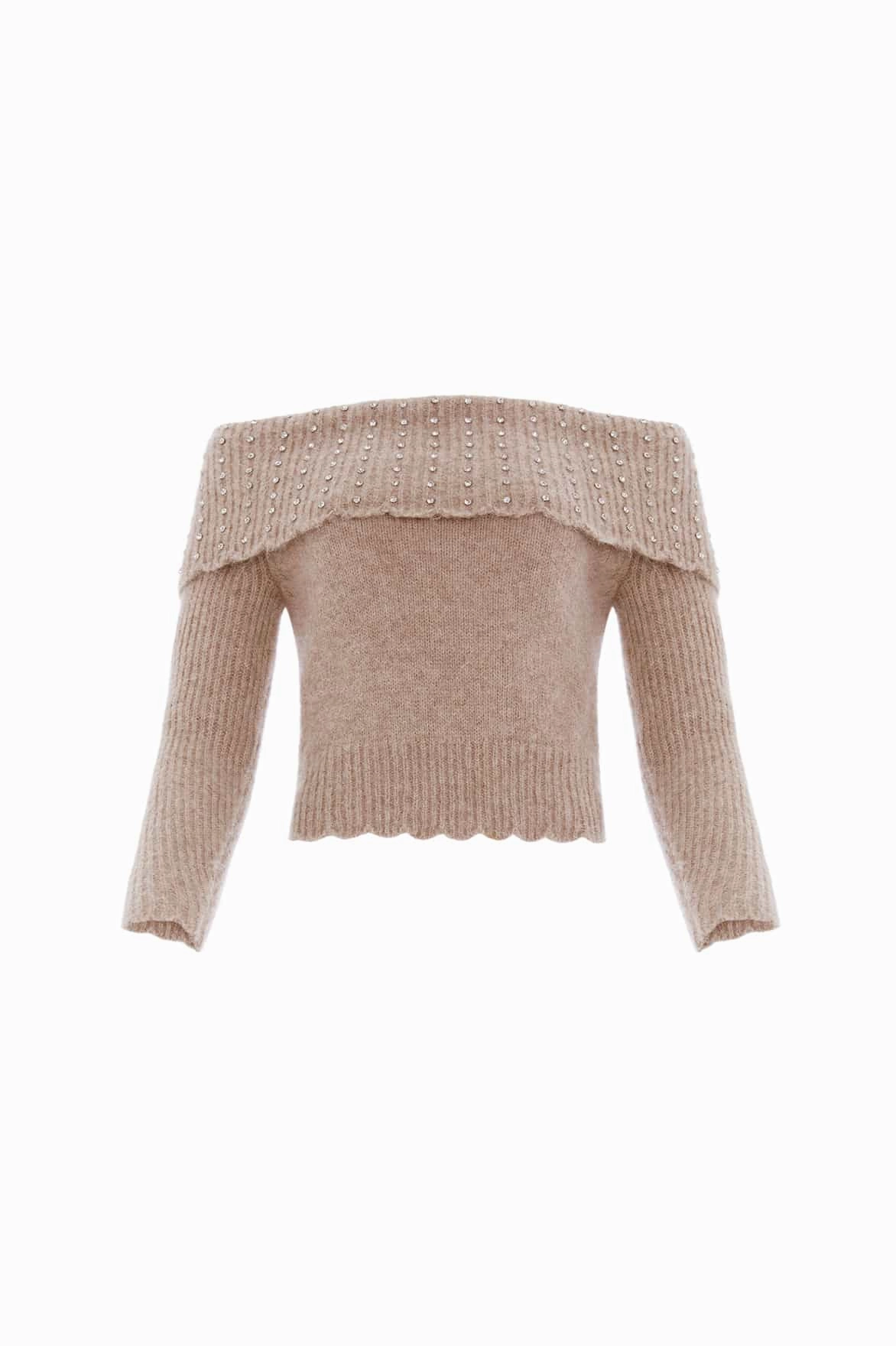 Stain Release Coating Embellished Bardot Jumper