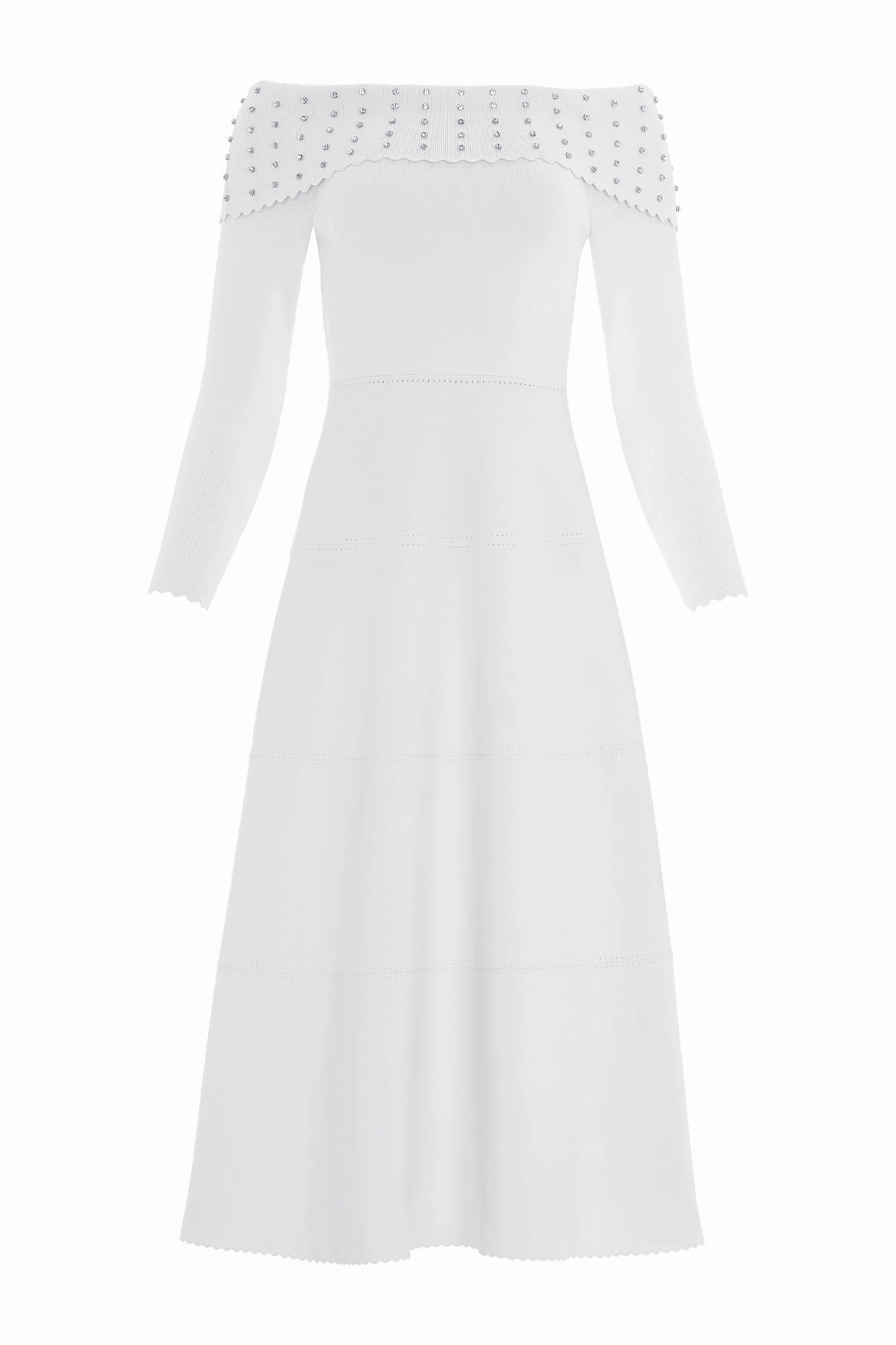 Embellished Bardot Knit Gown Light Cover