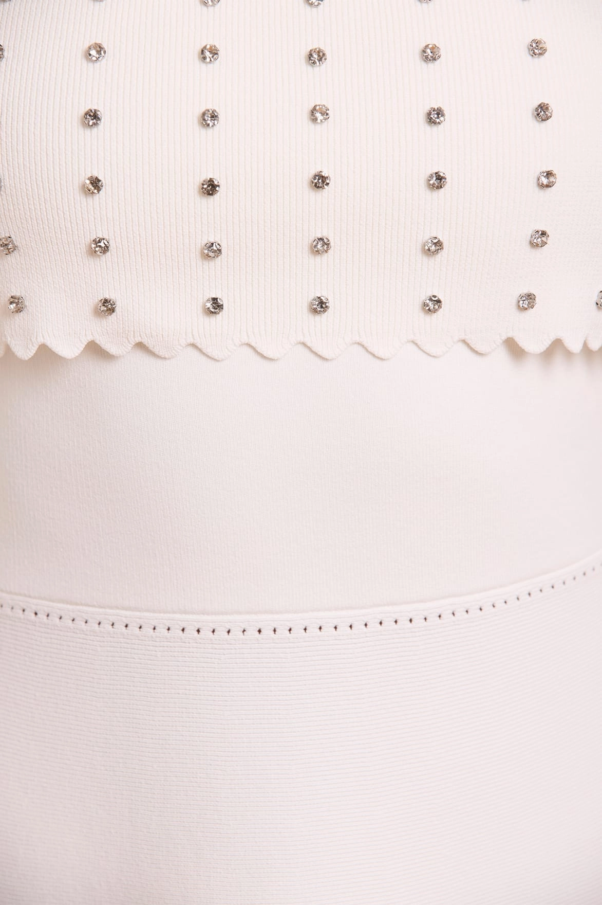 Double Layer Thermal Subtle Details Embellished Bardot Knit Gown