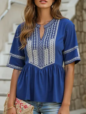 EMBROIDERED SHIRT LOOSE TOP Summer Style
