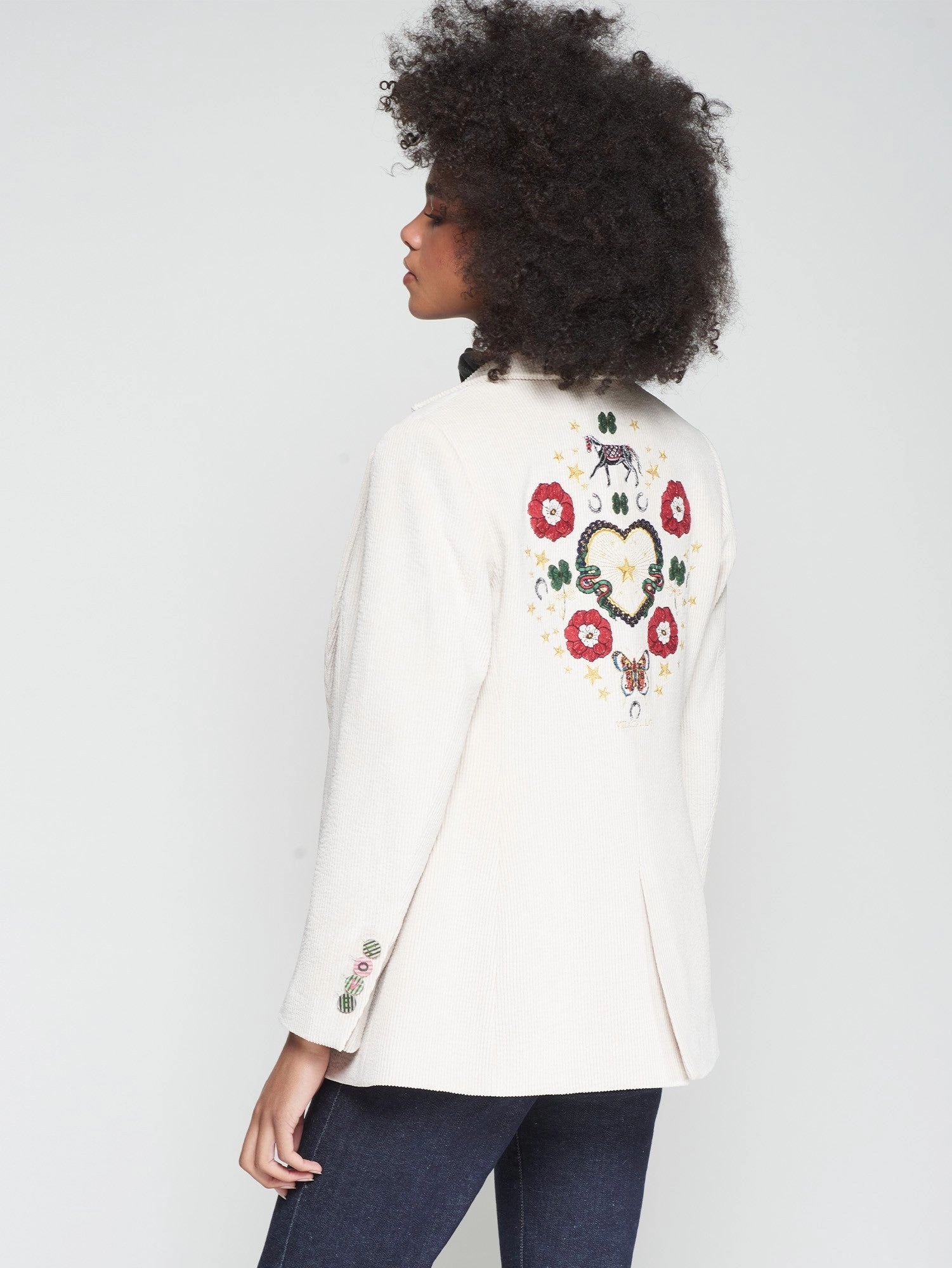 Spread suitable for business trips EMBROIDERED FLORAL BLAZER