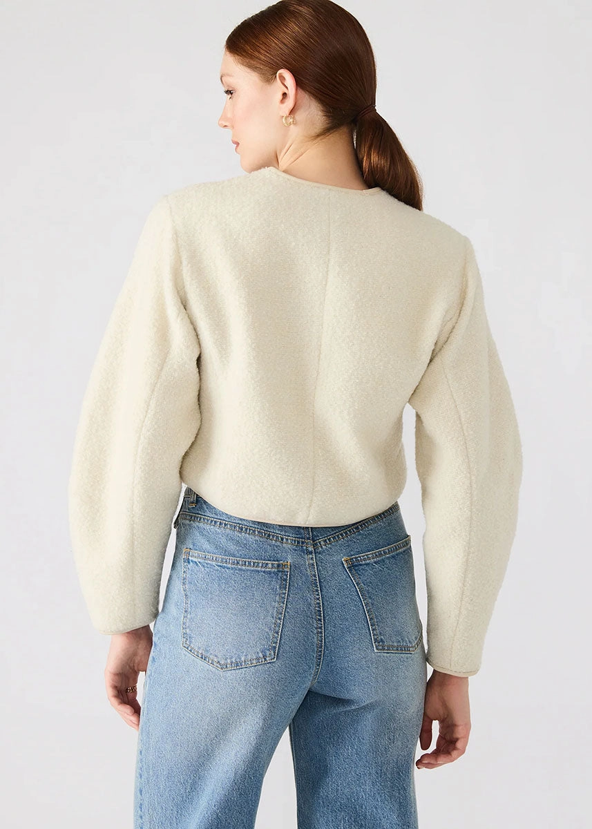 Adjustable Hem DoubleStitchSeams Emili Jacket - Cream