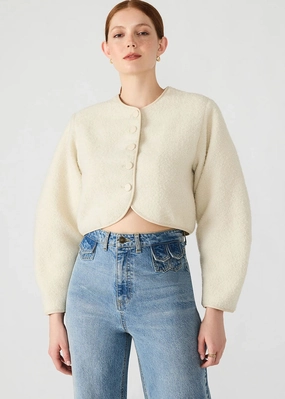 Fur Trim Emili Jacket - Cream