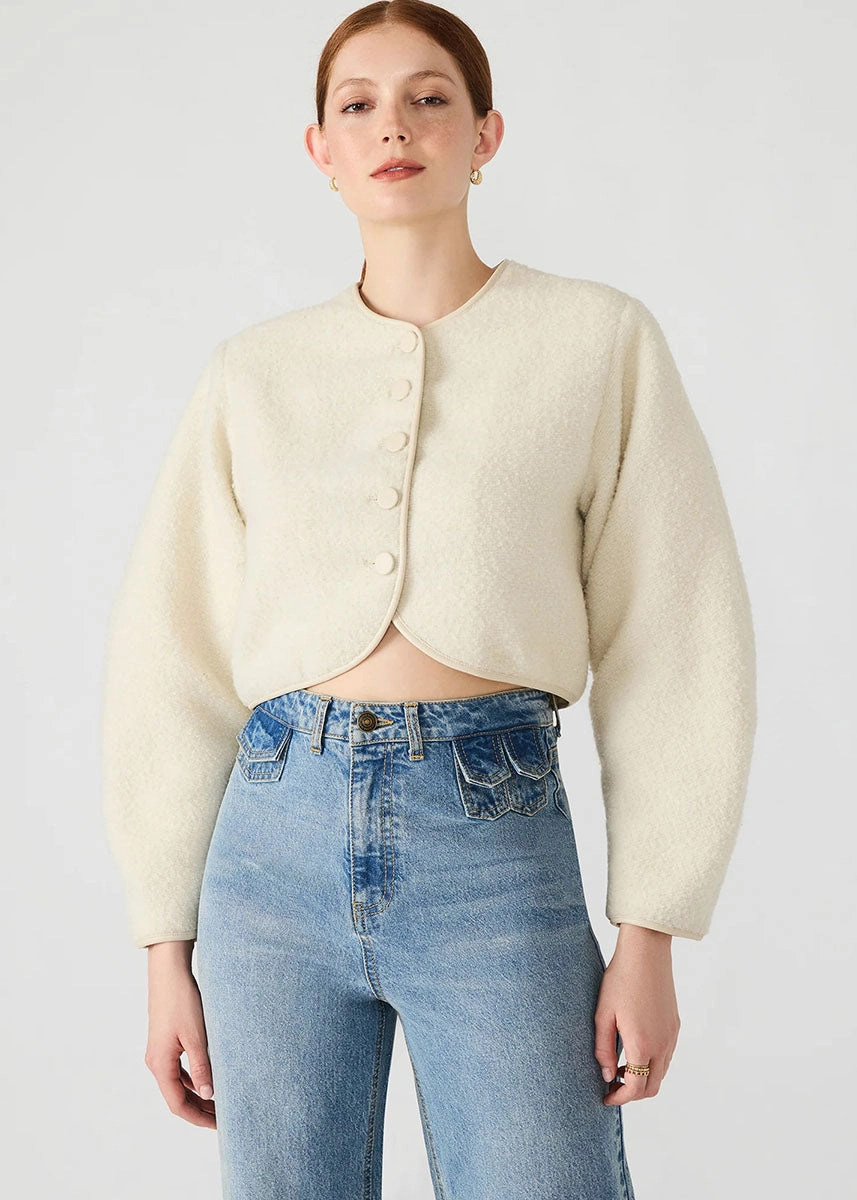 Fur Trim Emili Jacket - Cream