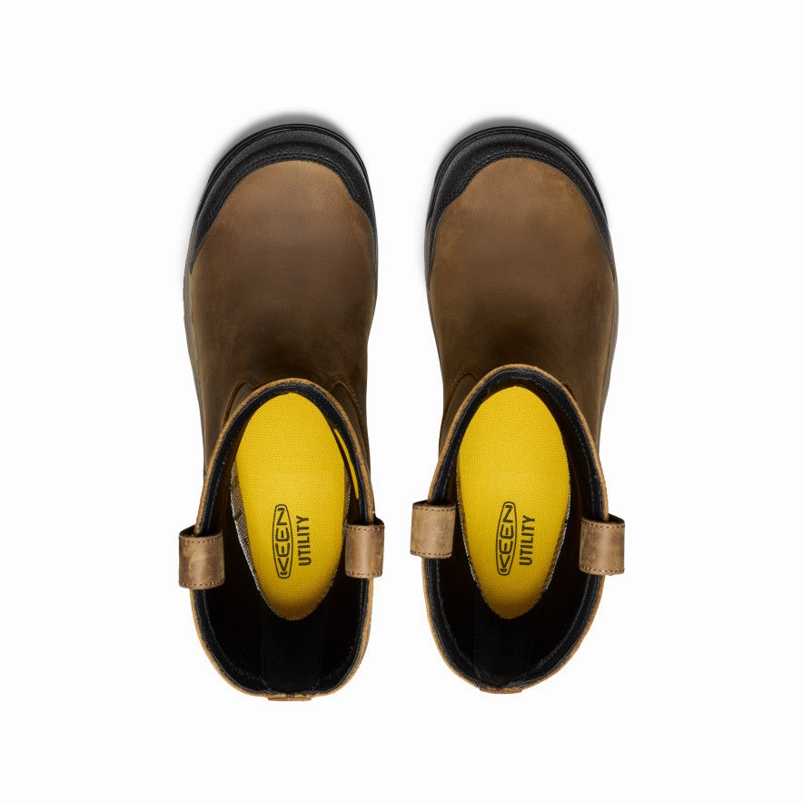 Durable Welted Construction Men's Evanston Pull-On Waterproof Boot (Carbon Toe)  |  Bison/Black