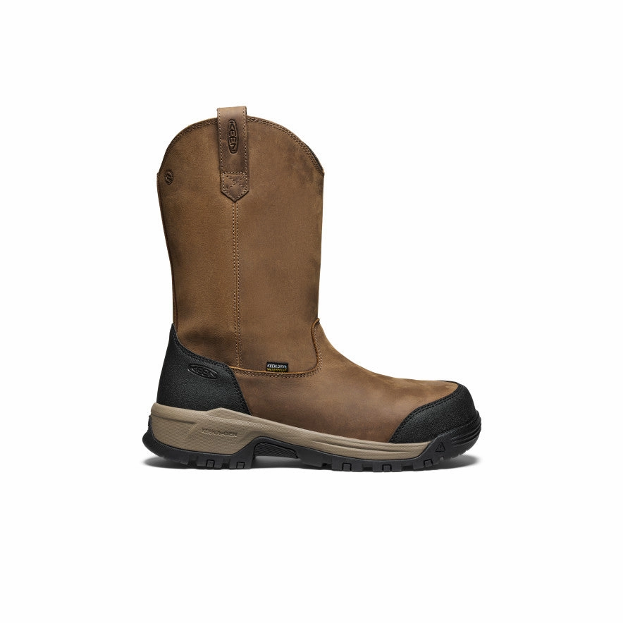 Men's Evanston Pull-On Waterproof Boot (Carbon Toe)  |  Bison/Black High Traction Weather Resistant User