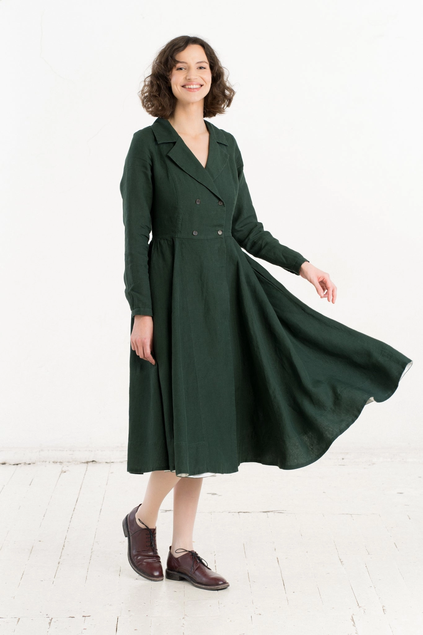 Earth-Tone Enola Dress, Long Sleeve