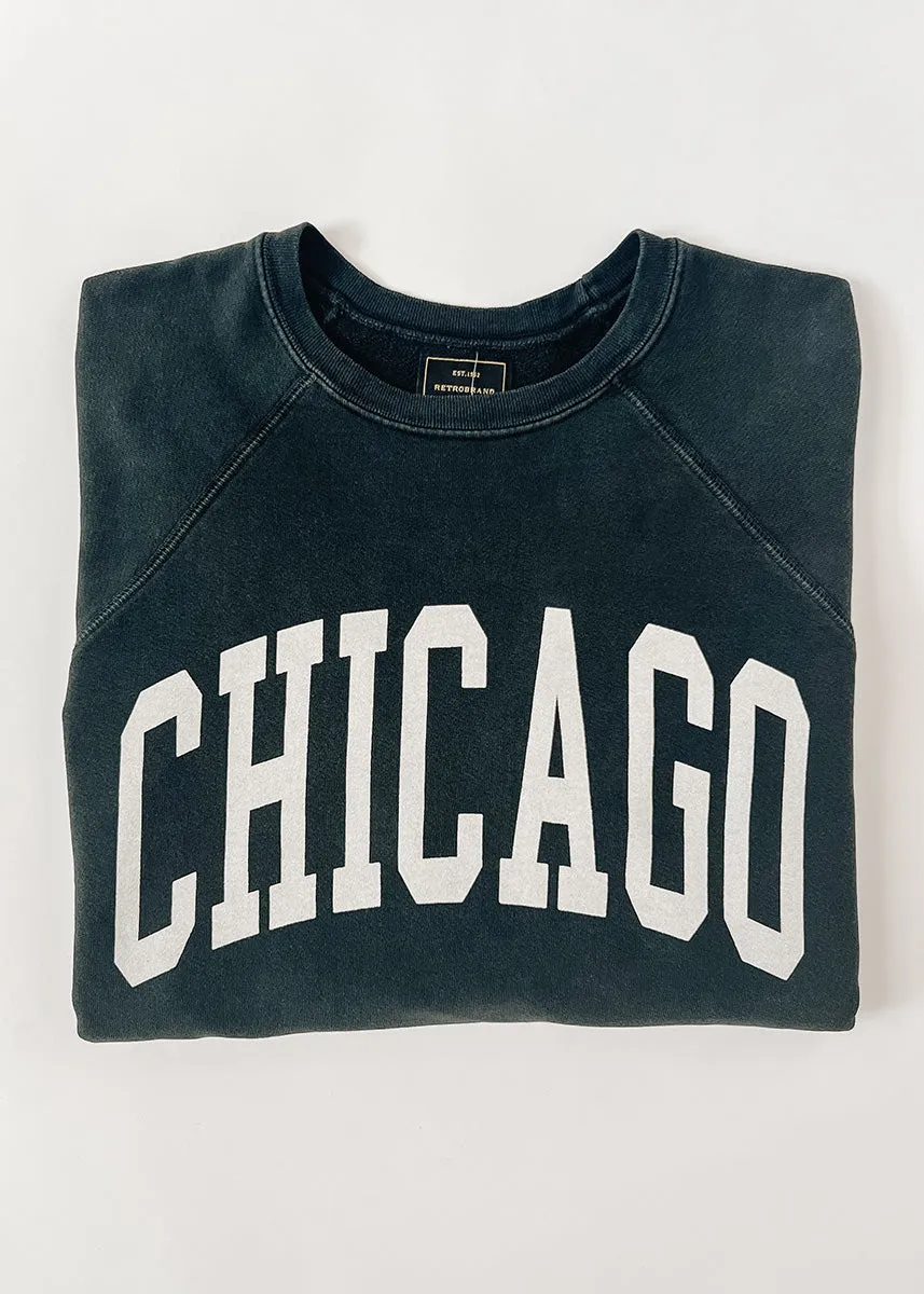 Chicago Classic Crew Sweatshirt - Vintage Black Comfy Layer Vintage Wash Finish