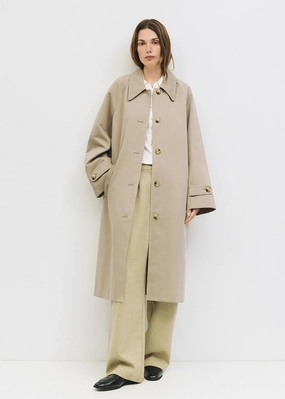 The Serena Coat - Beige UV Protection Finish Layered Neckline