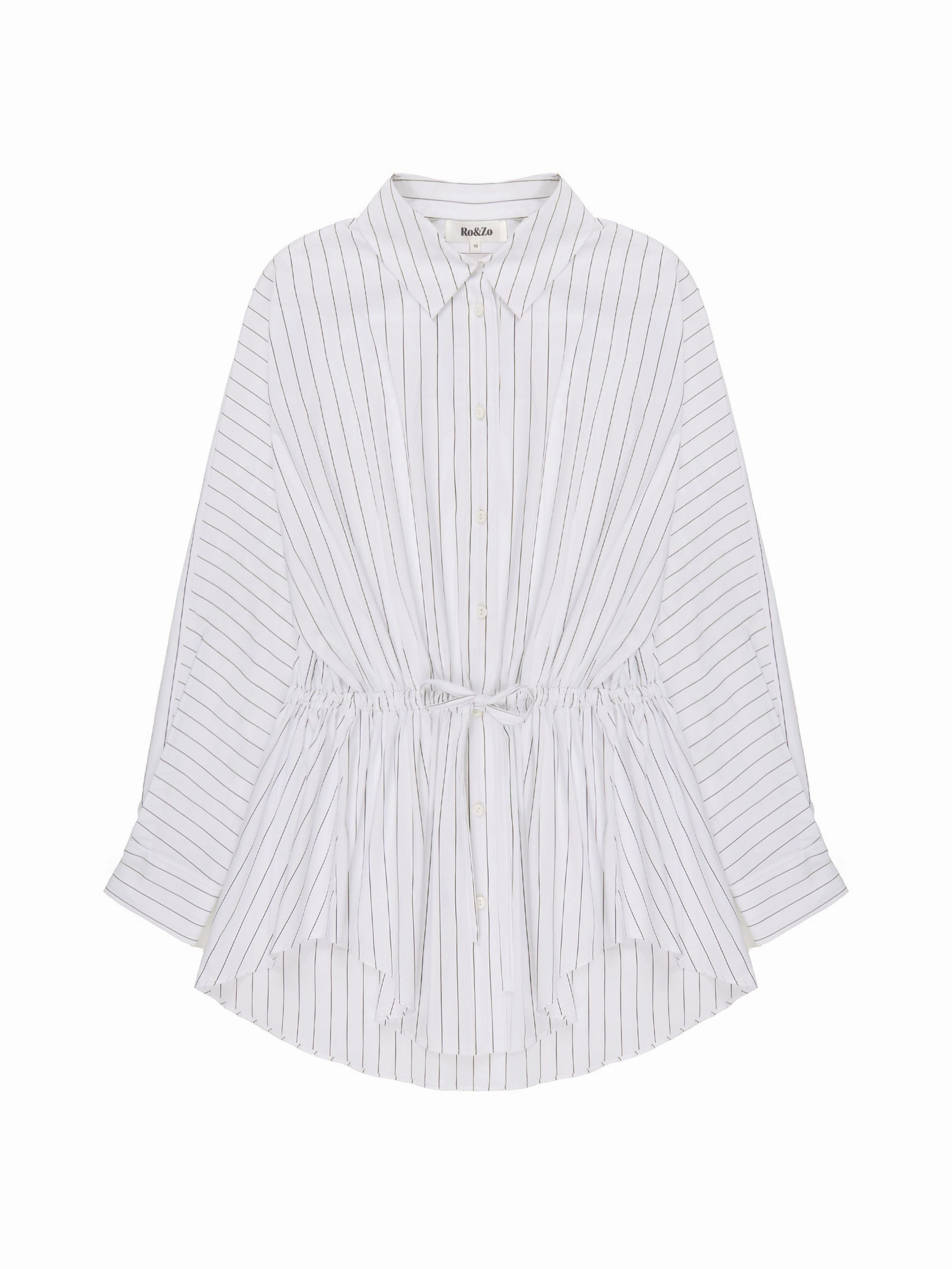 White Stripe Channel Waist Shirt Anti Pill Finish