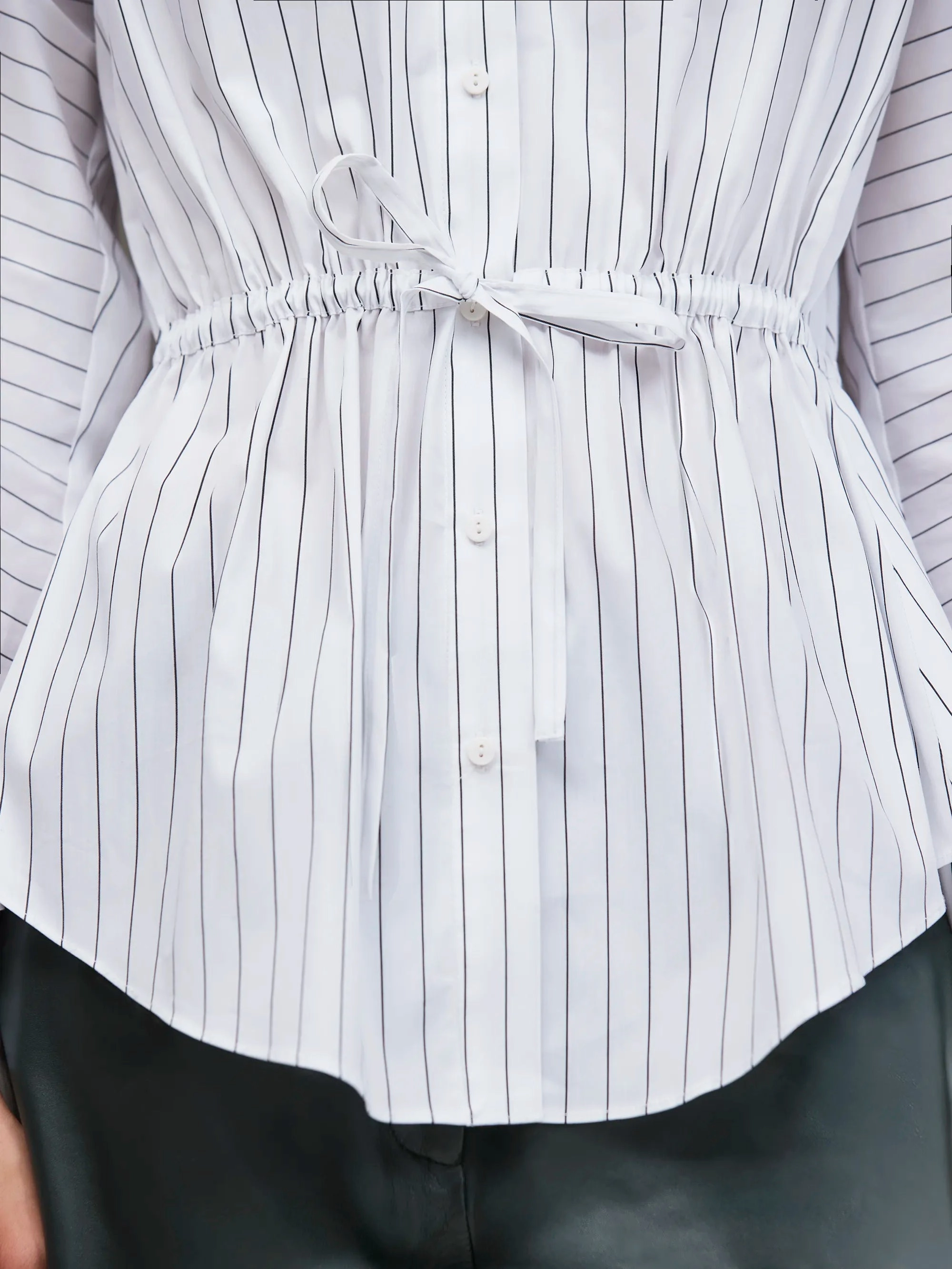 EcoCertified Textile White Stripe Channel Waist Shirt