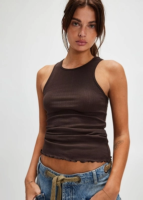 Reinforced Shoulder Panels Fresh In Love Tank - Brown
