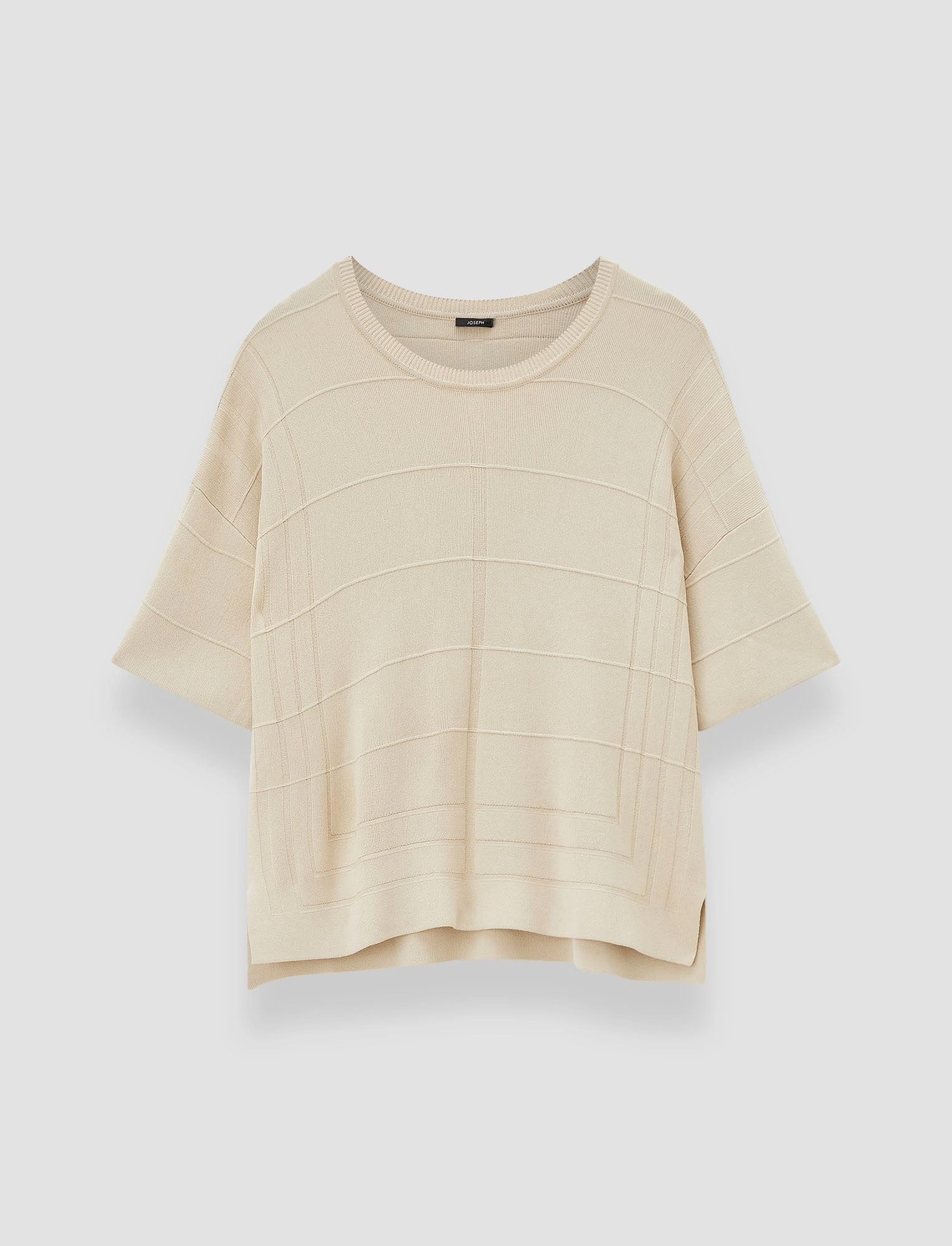Viscose Grid Knit T-Shirt Fall Walk