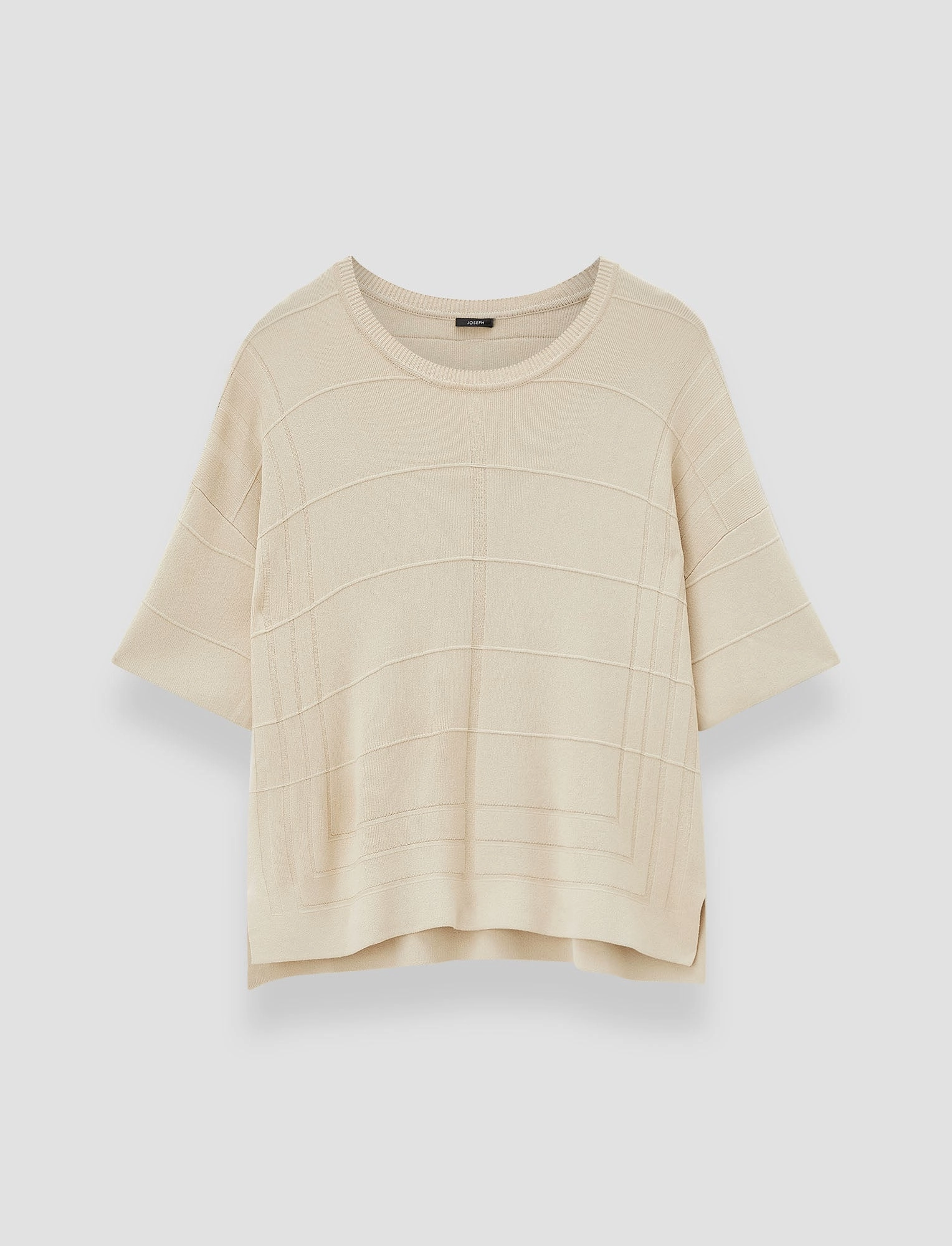 Stretch Knit Backing Viscose Grid Knit T-Shirt