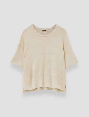 Stretch Knit Backing Viscose Grid Knit T-Shirt