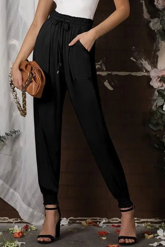 Non Restrictive Fit Anti Bacterial Treatment SMOCKING WAIST AND BOTTOM BANDED JOGGER PANTS