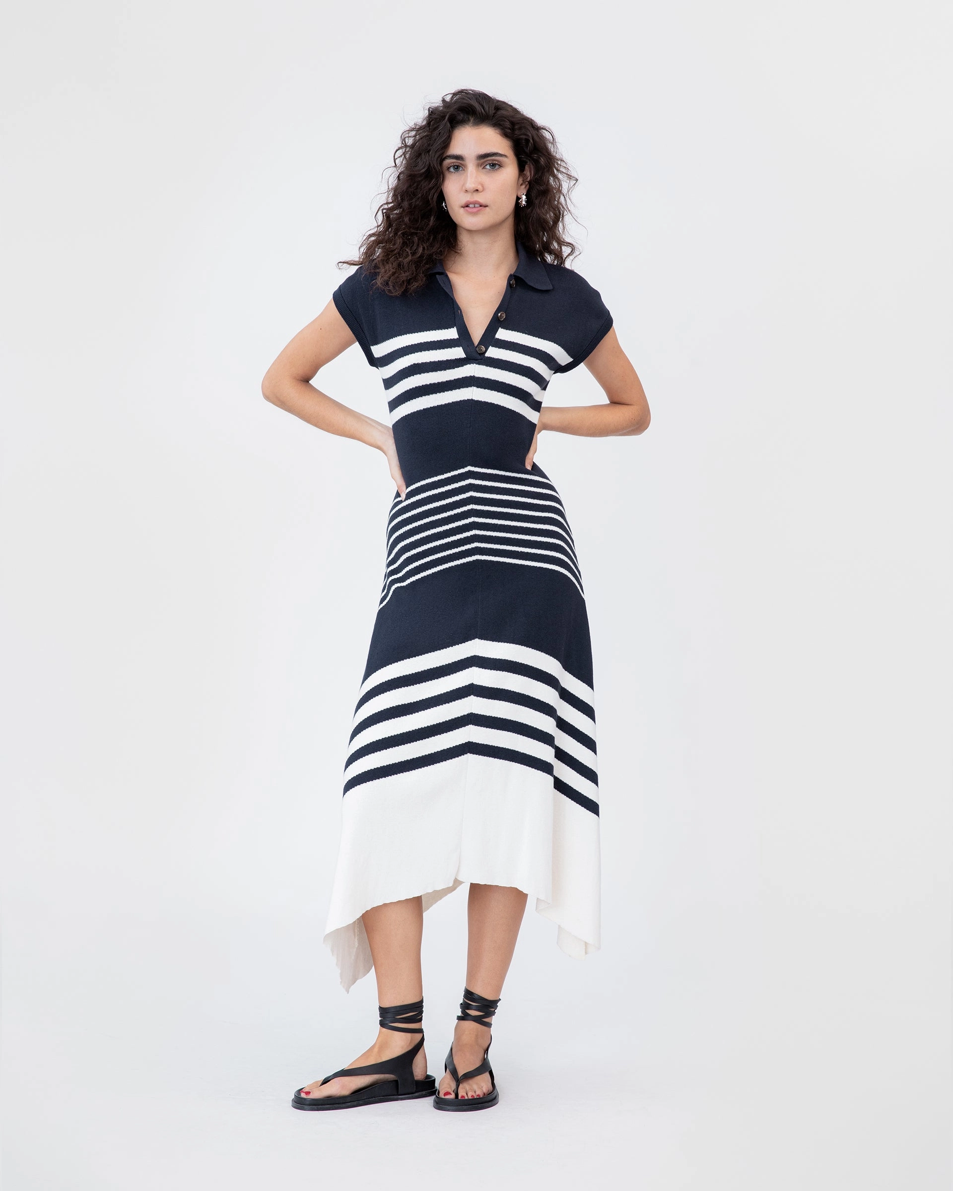 Blaine Knit Dress Layered Edge Trim