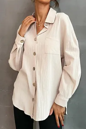 BUTTON DOWN SOLID LOOSE FIT BLOUSE SHIRTS FadeResistant Finish MultipanelLayout