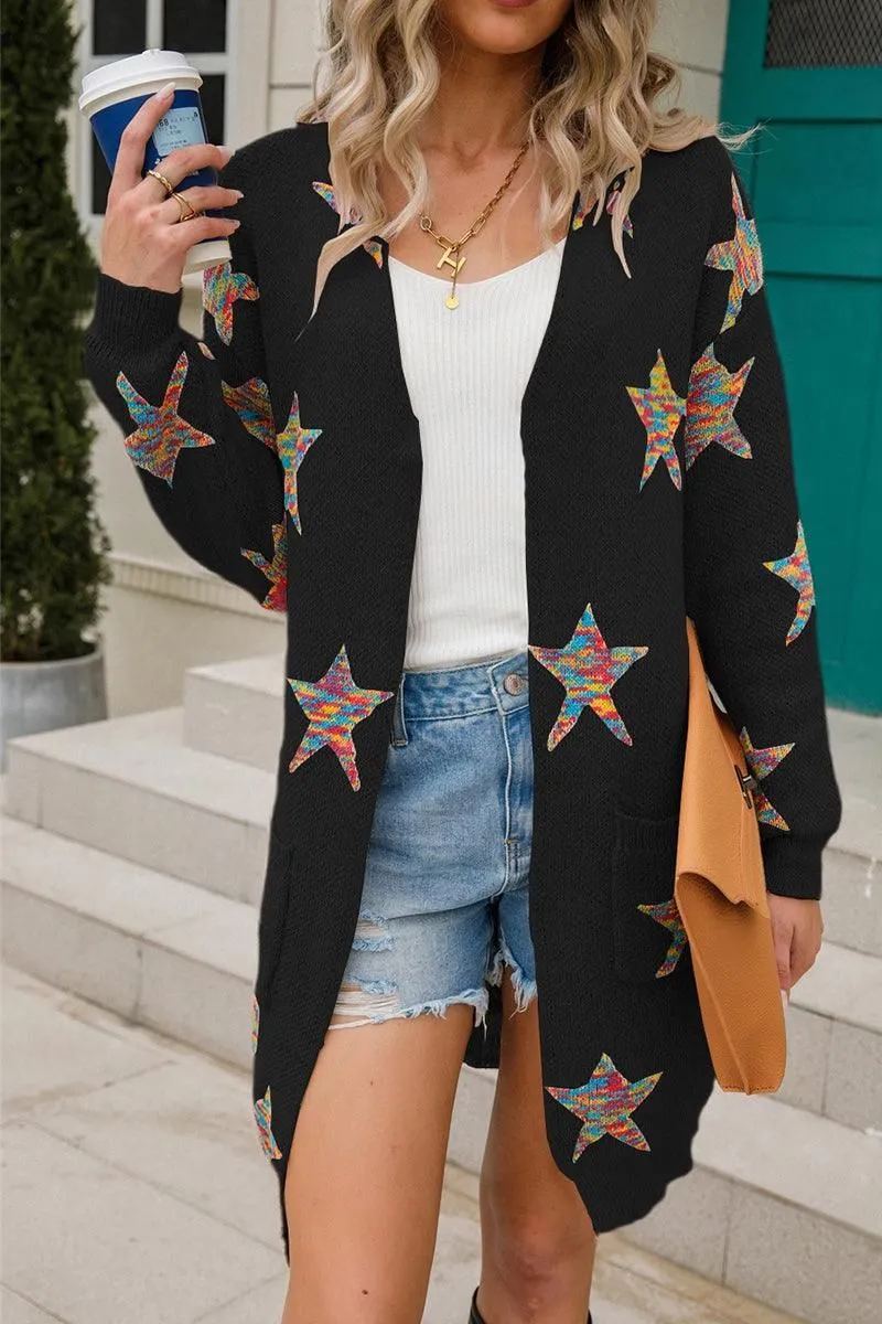 WOMENS OPEN FRONT KNITTED CARDIGAN Chilly Layer Look