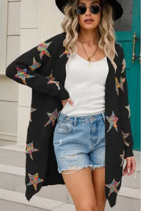 WOMENS OPEN FRONT KNITTED CARDIGAN ContrastPlacket FrictionResistantEdges