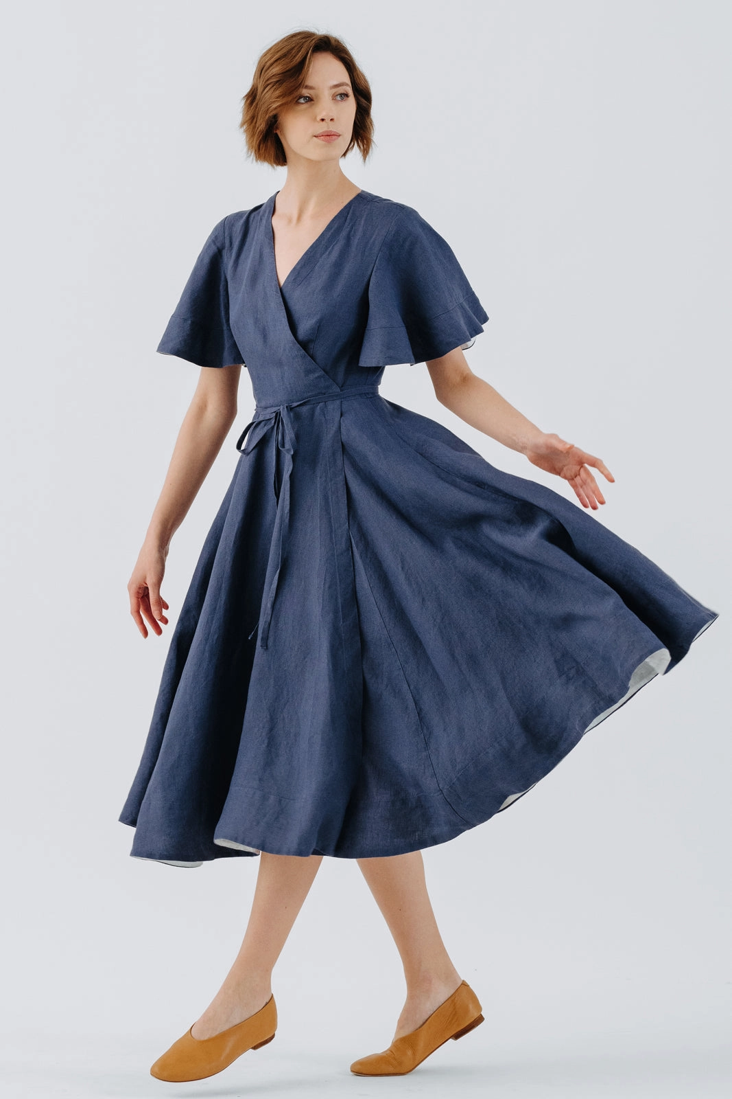 Wrap Dress, Butterfly Sleeve Classic Look Cozy Mood