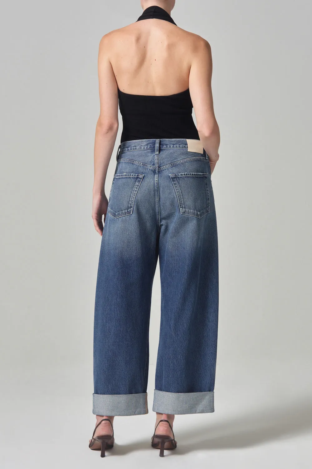 Erasable Logo Patch Flexible Waistband Ayla Baggy Cuffed Crop