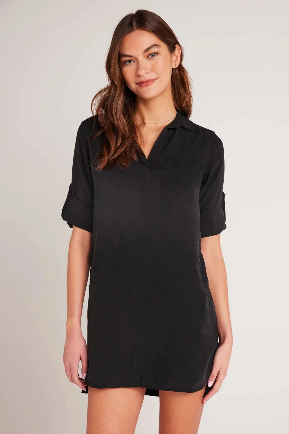 Simple Profile Relax Appeal A-Line Rolled Tab Sleeve Dress