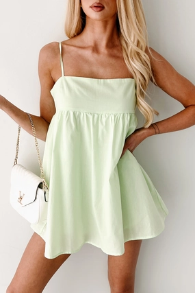Eyes That Tease Babydoll Romper Dress (Lime) Work Guest