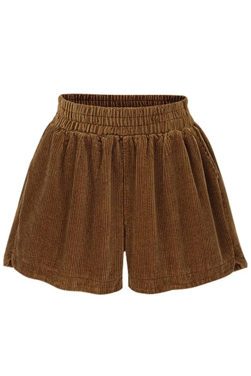 WAIST BANDING CORDUROY WARM SHORTS Ultra Soft Lining Flexible Movement