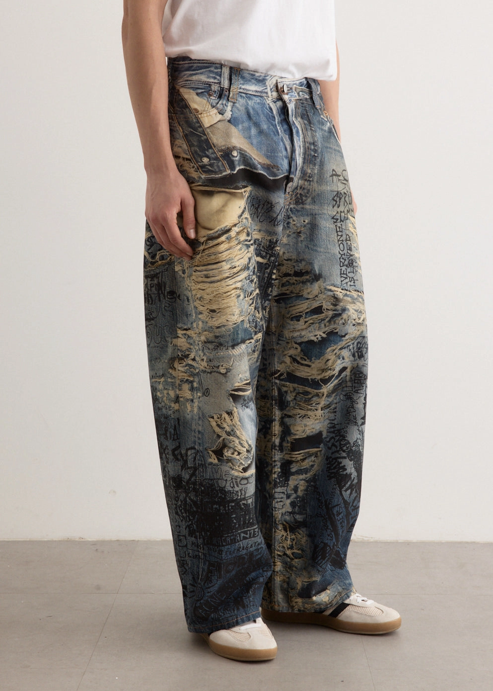 2023M FN TLO Torn Scribble Jeans Casual Classic Abrasion Resistance