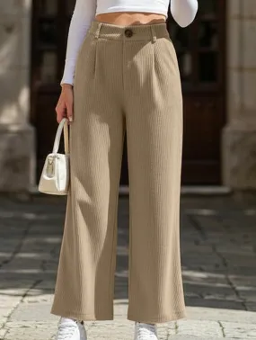 Lightweight Feel Simple high-waist solid color wide-leg pants