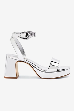 Laser Cut Perforation System Dolly Verona Low Sandal In Silver Specchio