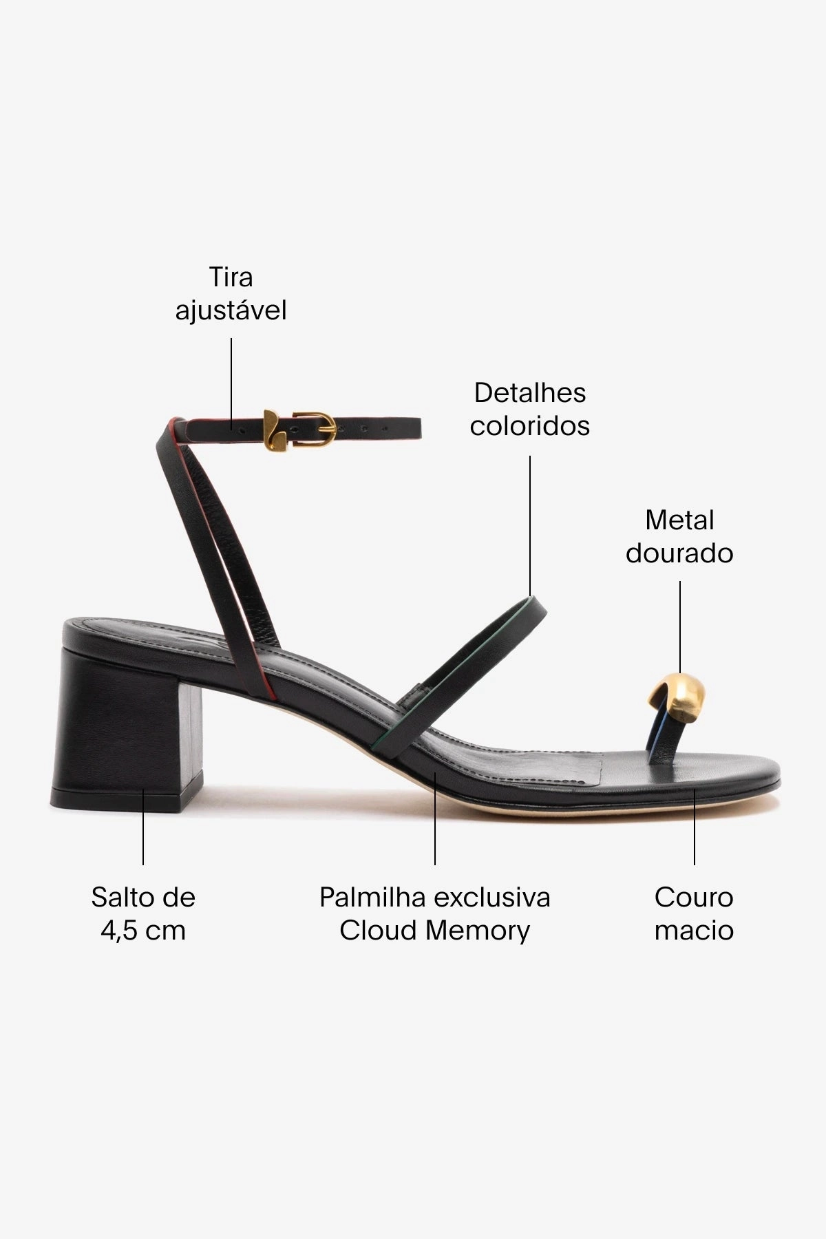 Biarritz Block In Black Leather Classic Style All-day outdoor comfort