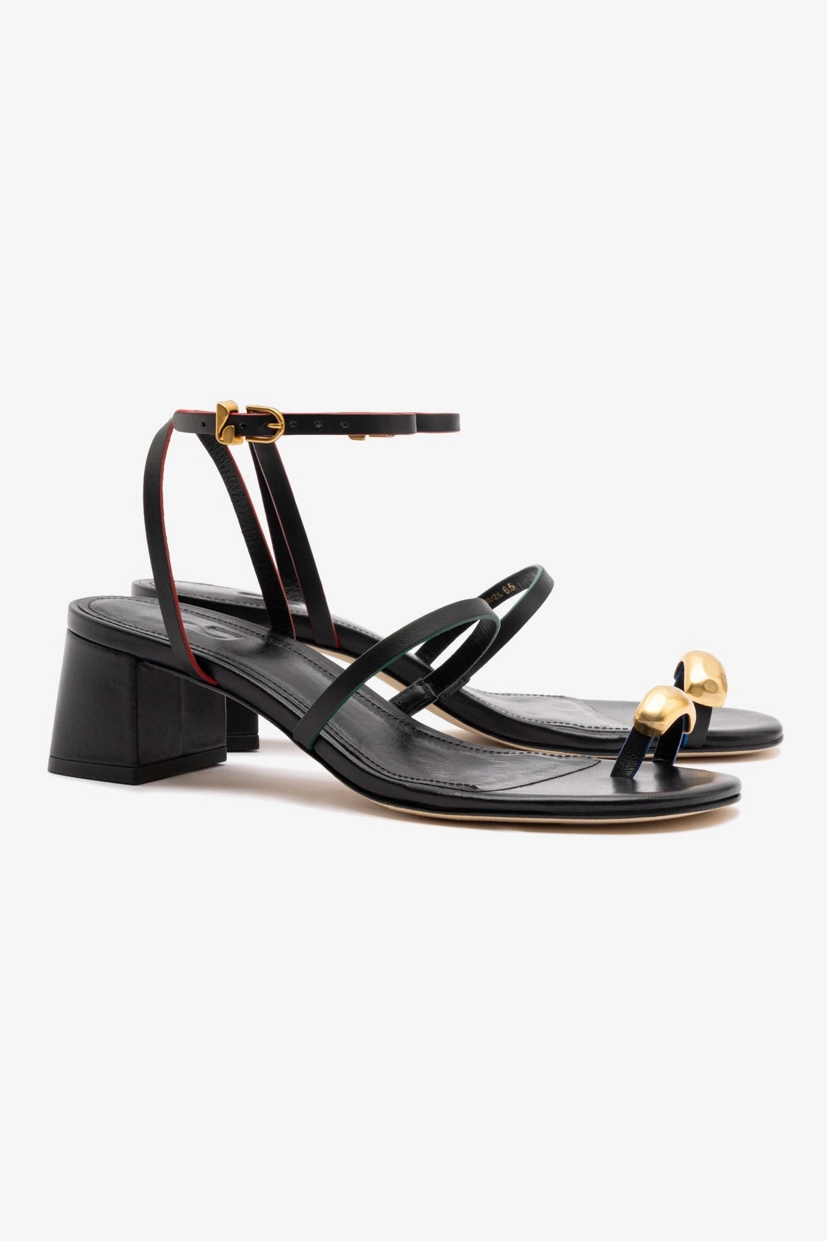 Biarritz Block In Black Leather Cloud Feel heel cup