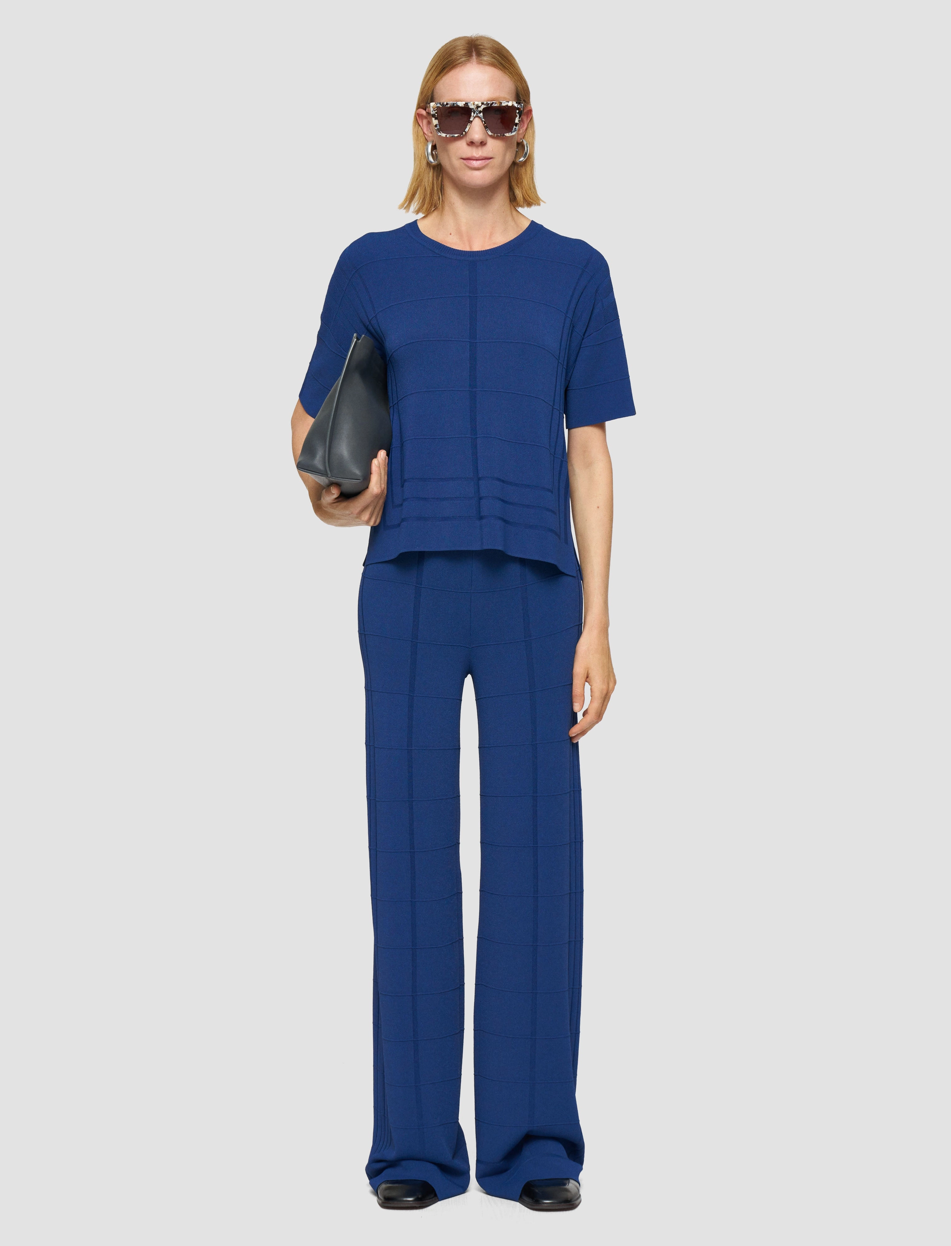 Compressed Stitch Viscose Grid Knit T-Shirt