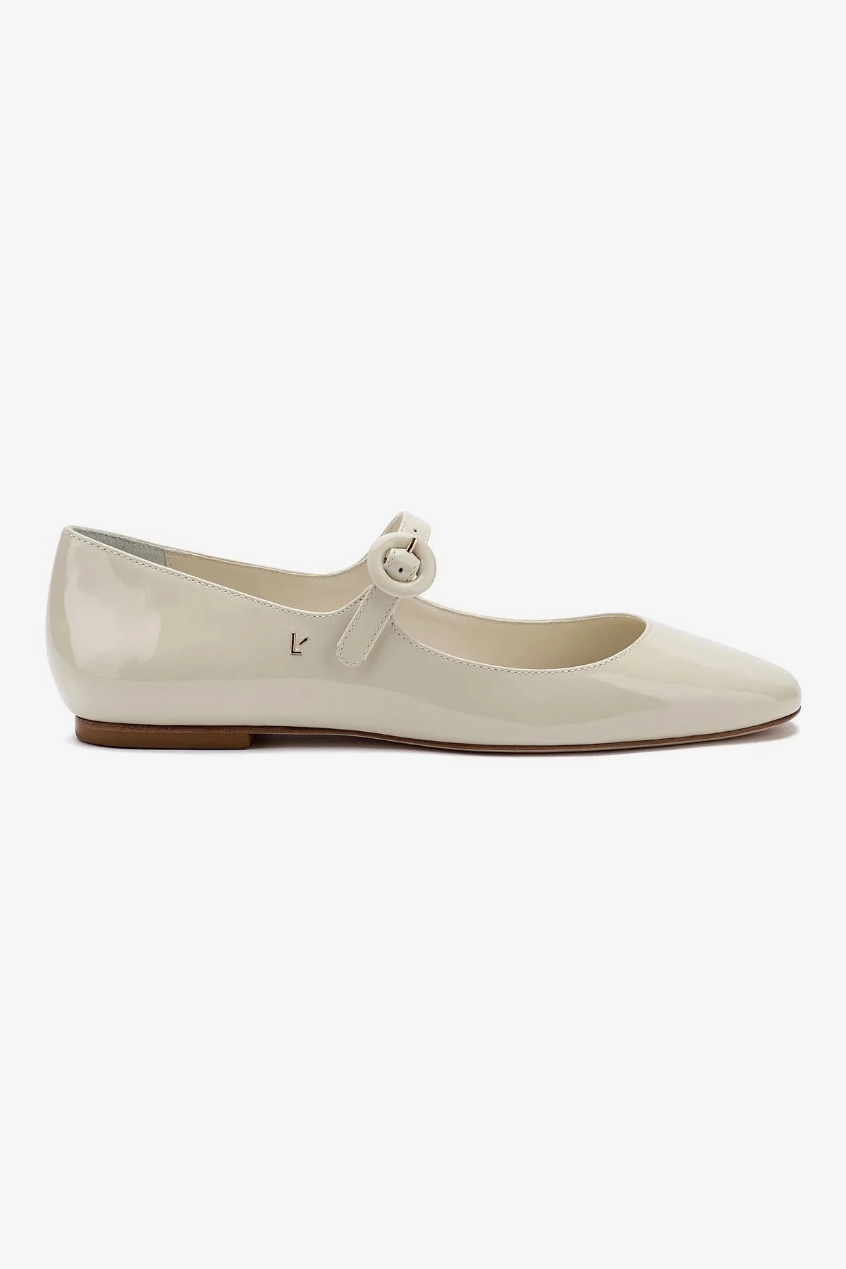Coral Path Canvas Material Blair Ballet Flat In Ivory Patent Leather