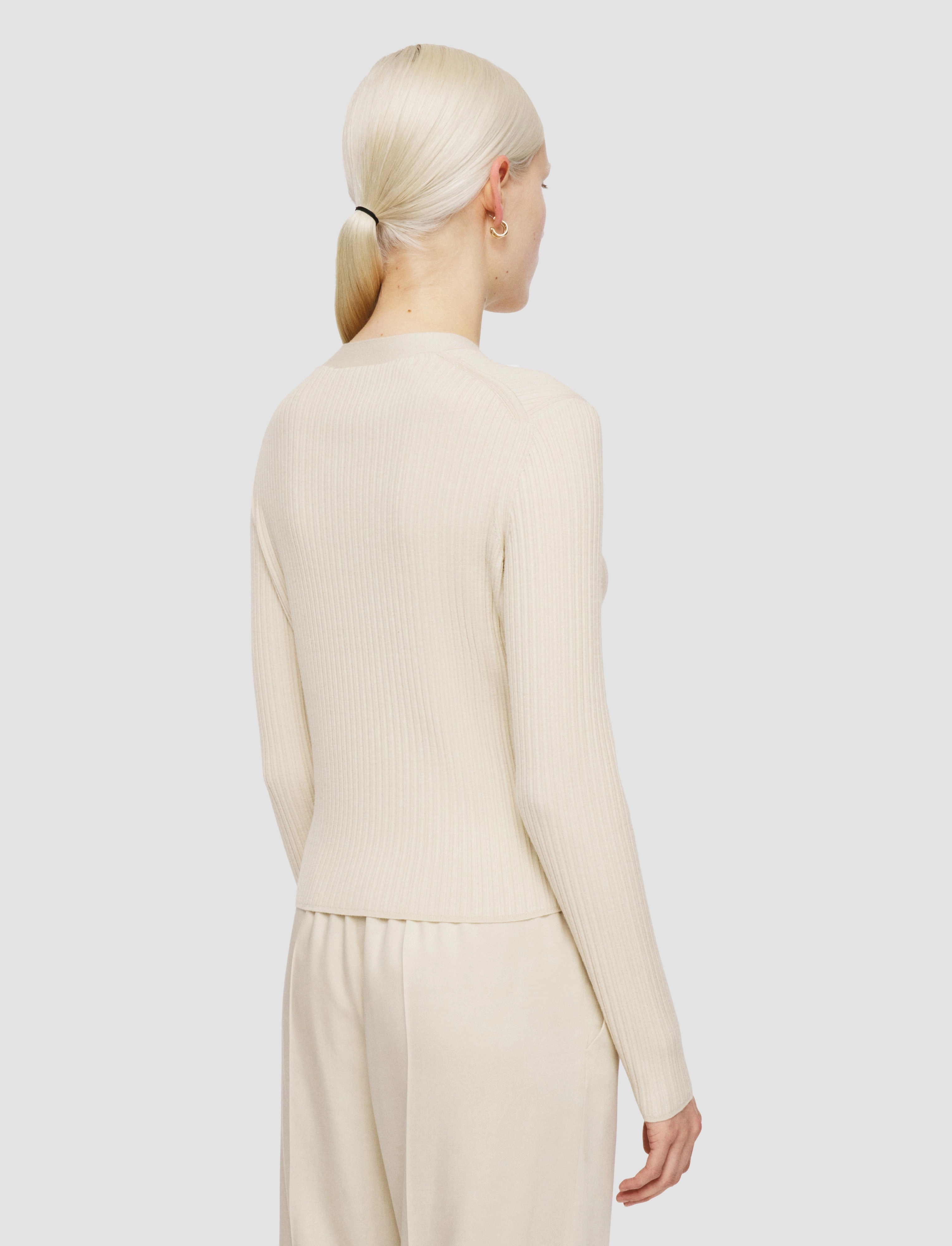 Reinforced Edging Timeless Look Fine Merino Rib Cardigan