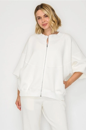 Finella Stretch French Scuba Jacket in White Water Based Coating