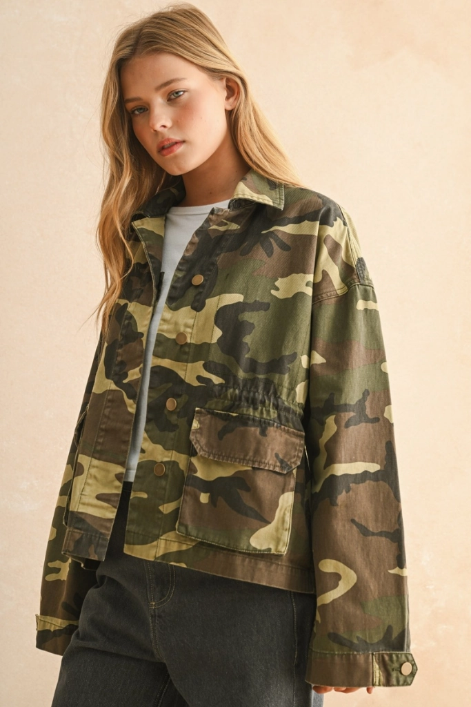 Travel Outfit Chill Outfit Date Night Urban Casual Jeanie Camo Jacket