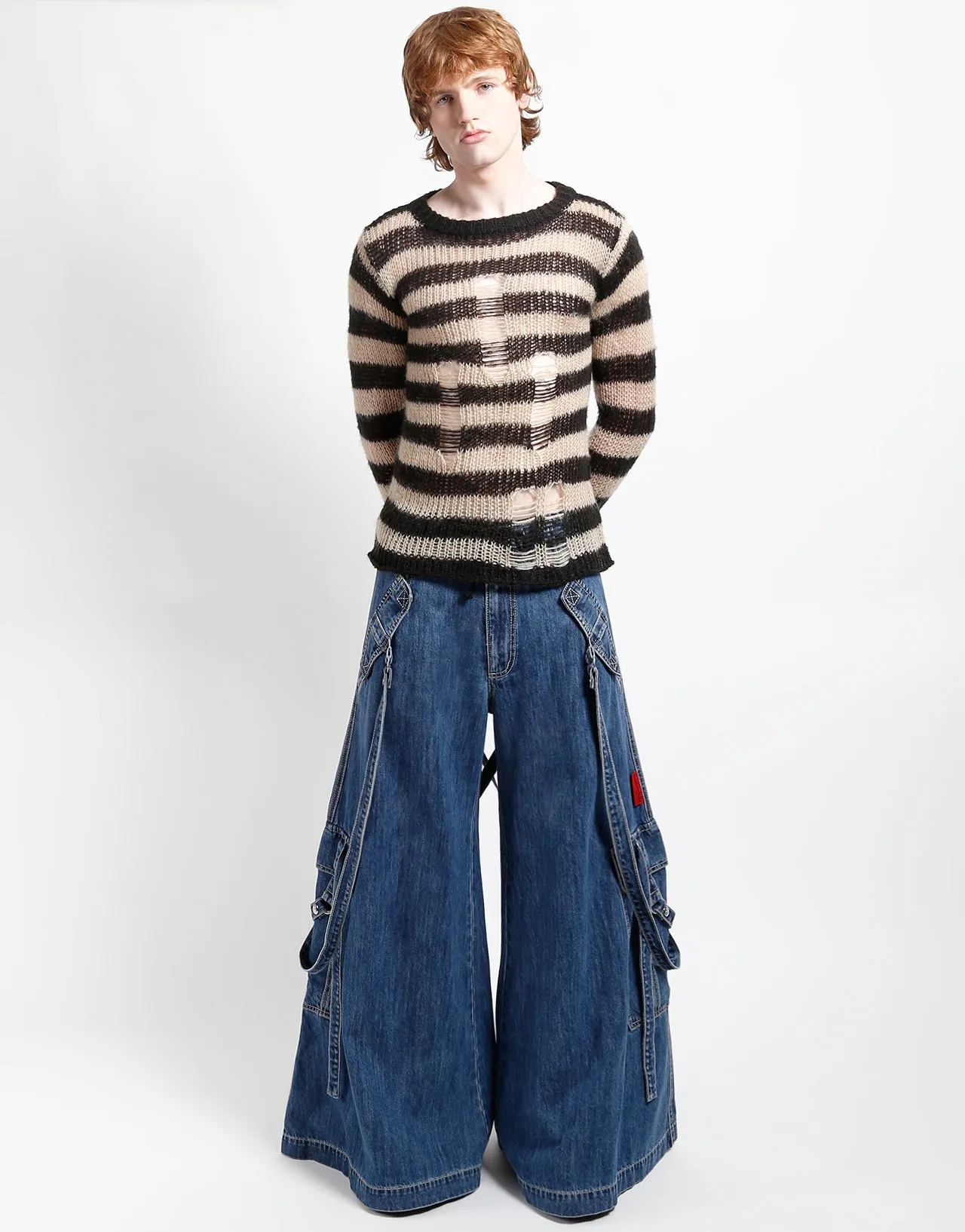 Relaxed Comfort Look Slim Fit Wear BOOSTER STRAP PANT INDIGO DENIM