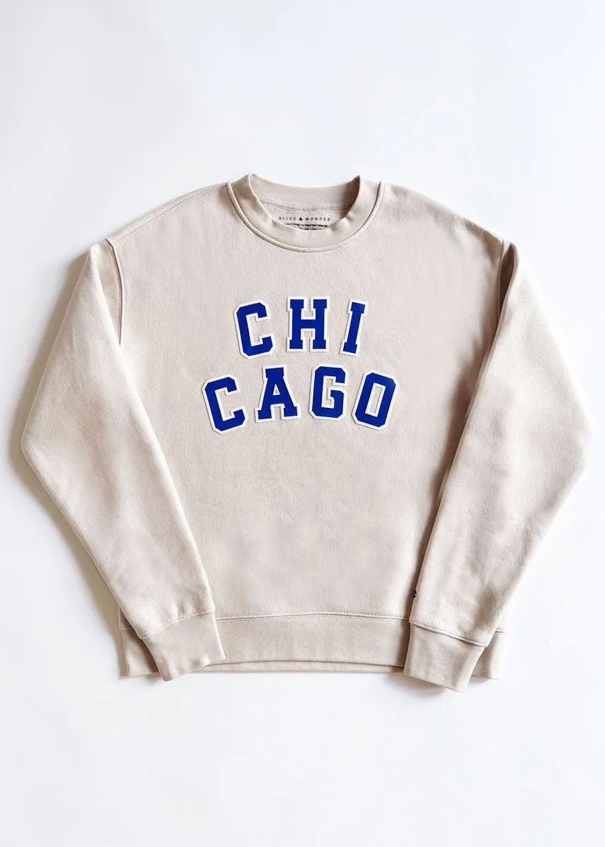 Chilly Season Chicago Varsity Sweatshirt - Ivory & Blue