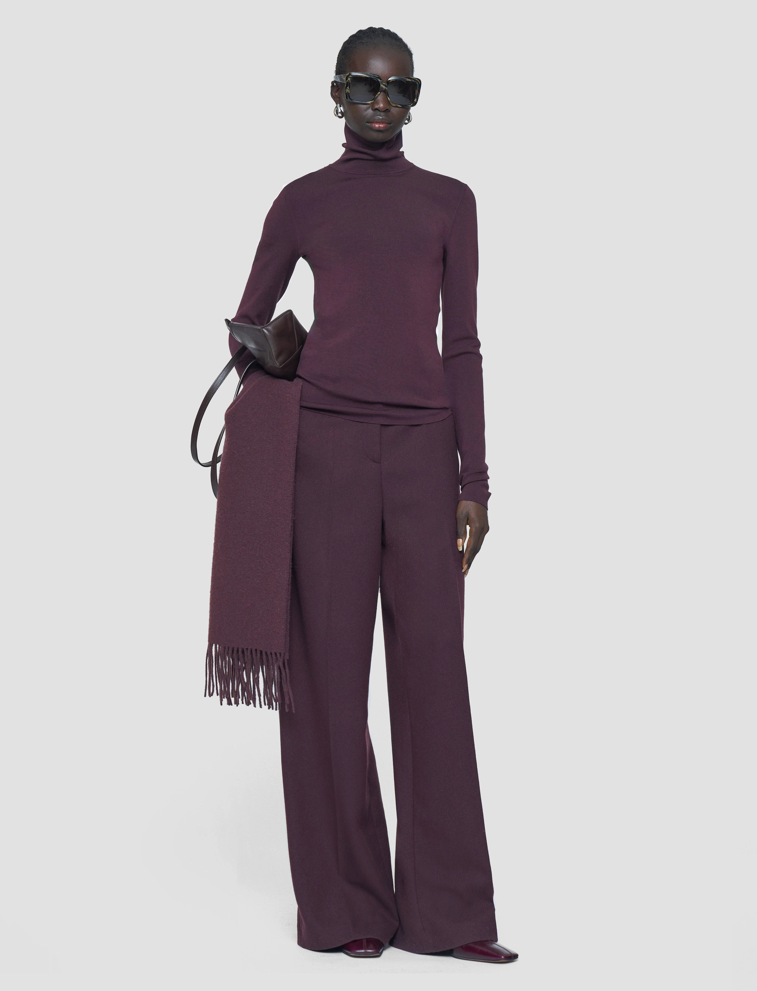 Silk Stretch High Neck Top Easy Layering WrinkleResistant Knit Structure