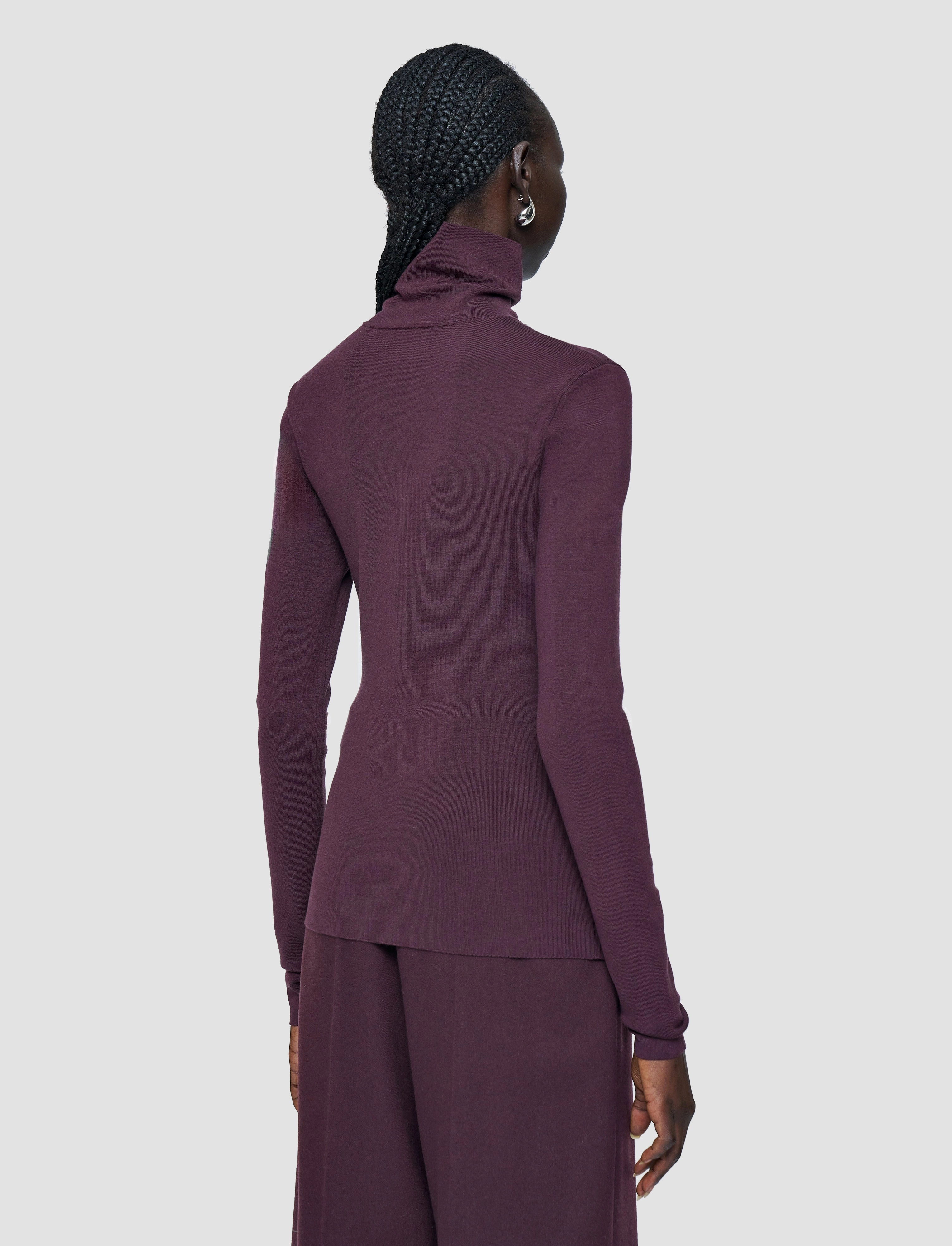 Reinforced Seams Silk Stretch High Neck Top