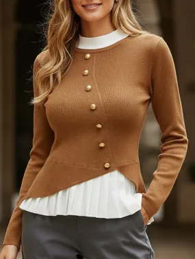 City Fashion Outdoor Fashion Contrast-panel slim-fit knit pullover sweater