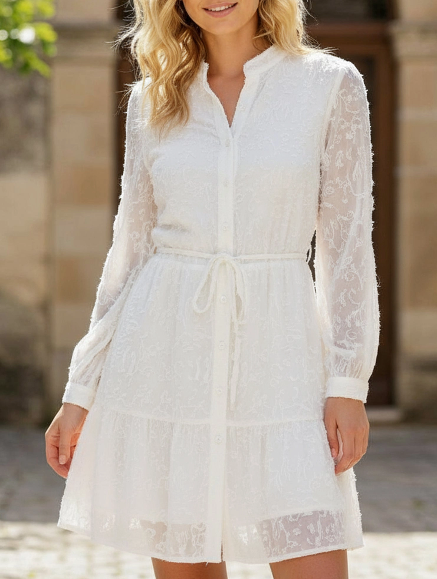 Retro style lace long sleeve puff sleeve dress Subtle Touch