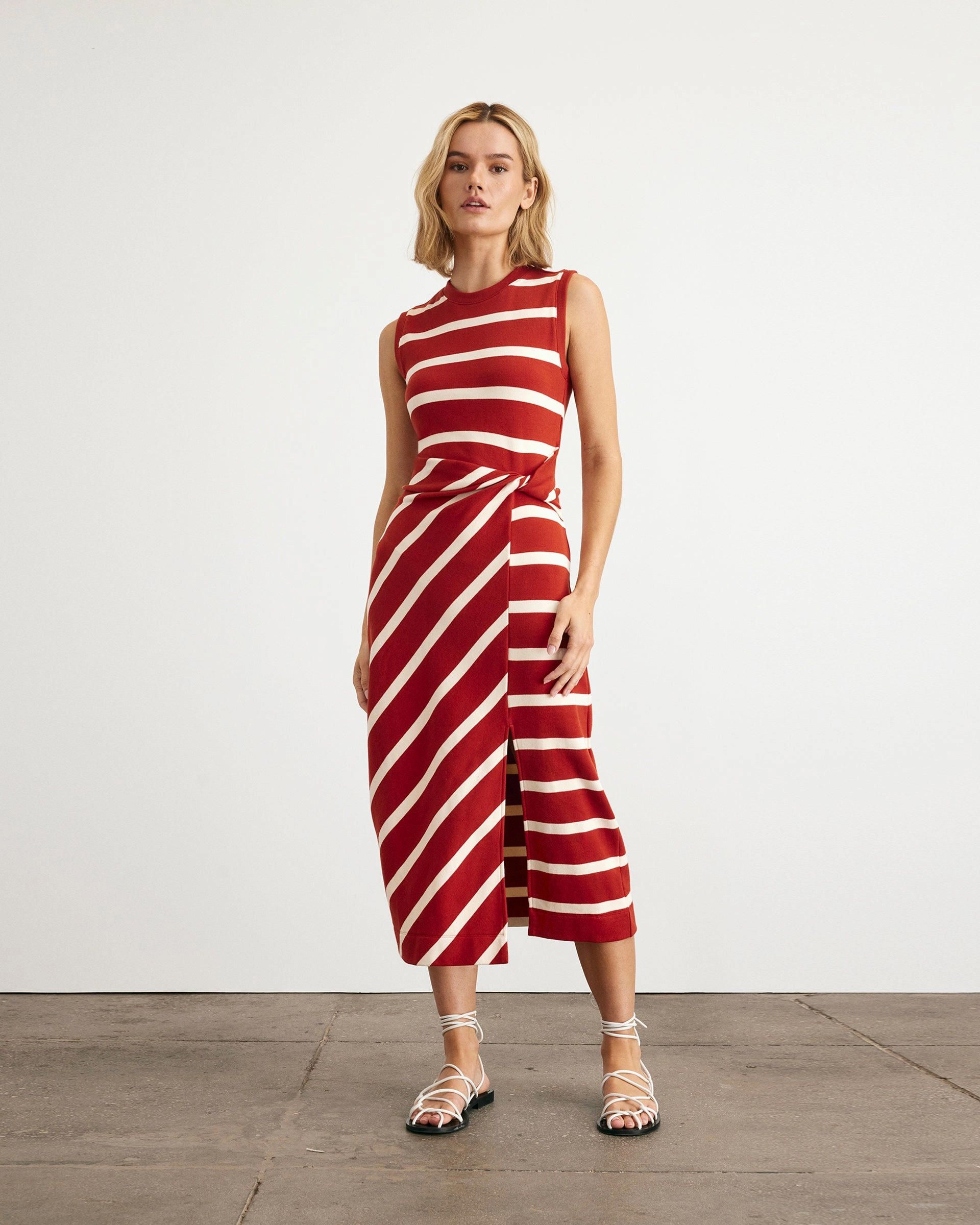 Sleeveless Striped Cody Dress Texture Focus Elastic hem