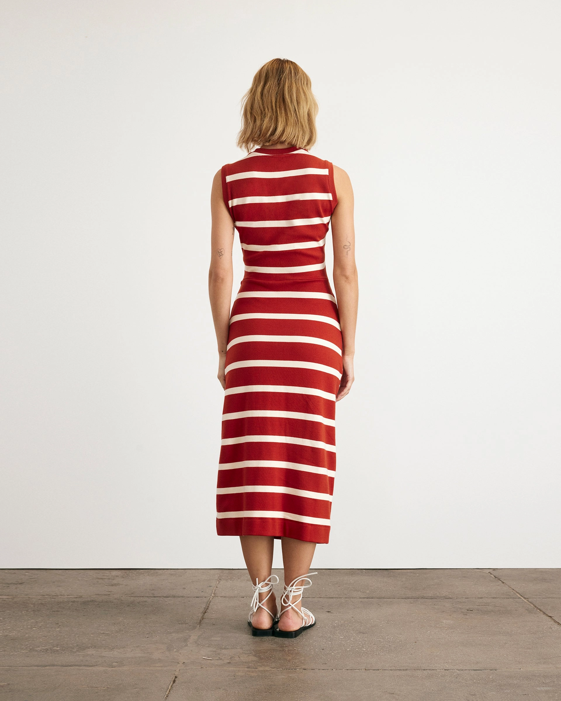 Warm Touch Eco Friendly Dye Sleeveless Striped Cody Dress