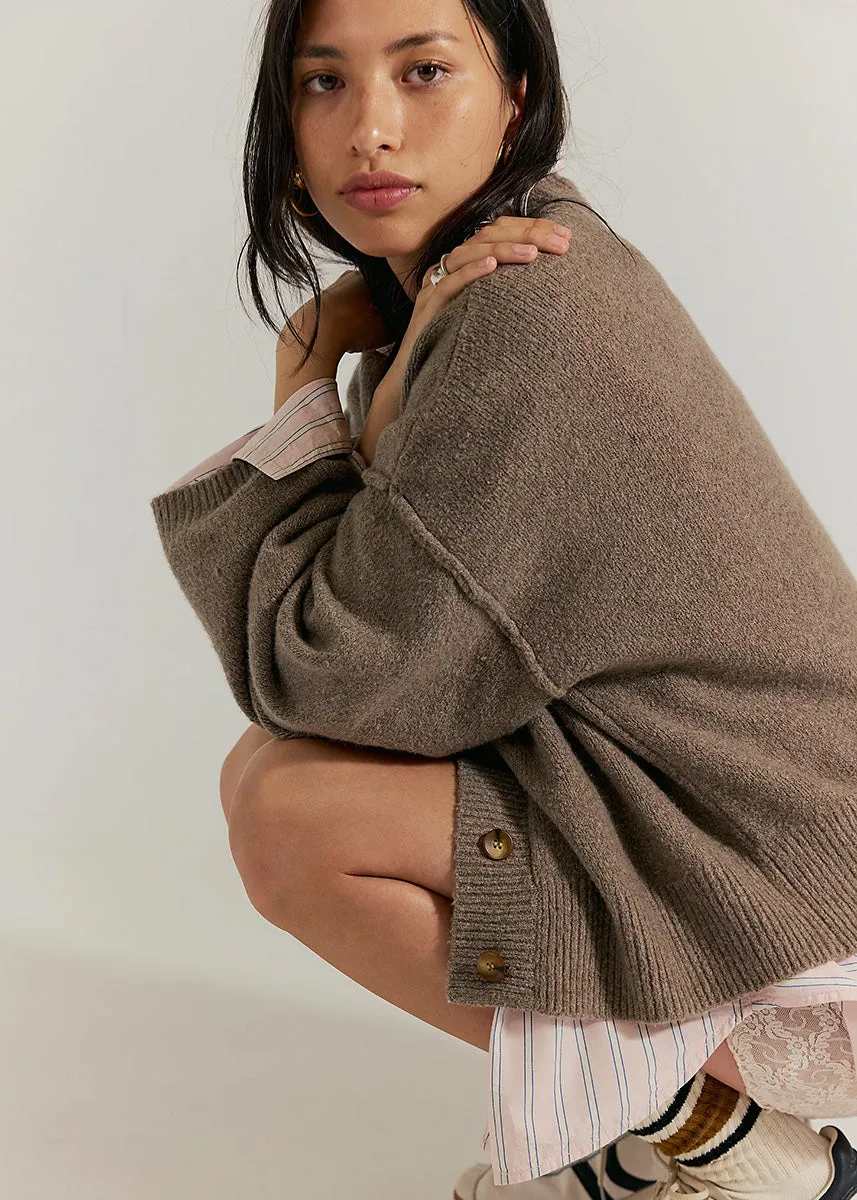 Cool Of The Night Cardi - Mocha Melange Chilly Season Wear