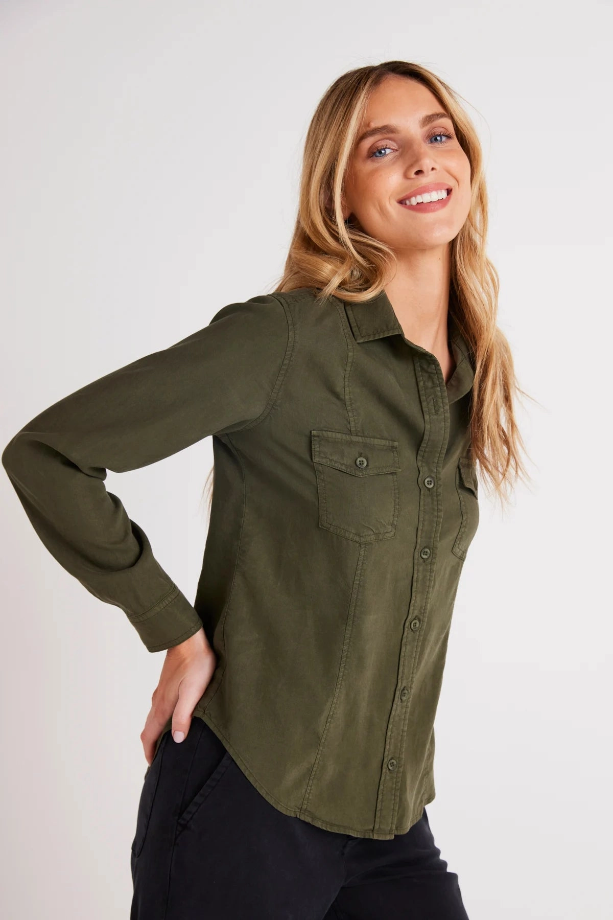 Long Sleeve Seamed Shirt Contemporary Cut